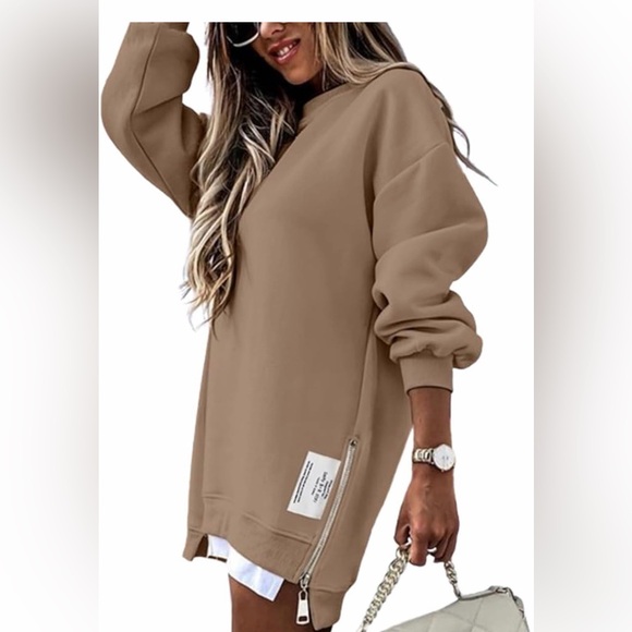 None Tops - 🆕Stylish Oversized Sweatshirt with Zipper Detail